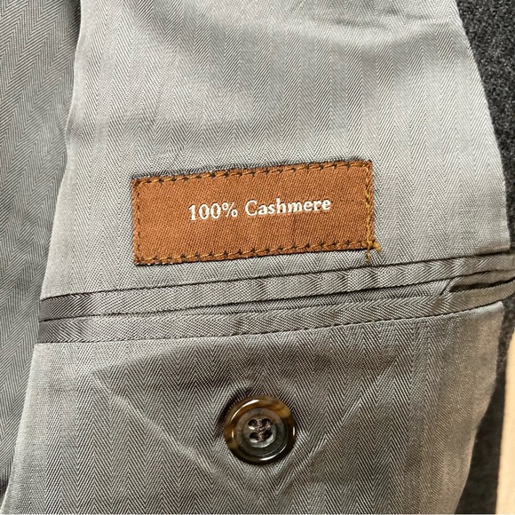 Cashmere 3 Button Sport Coat Charcoal Gray size 44R by Joseph & Lyman - Picture 9 of 10